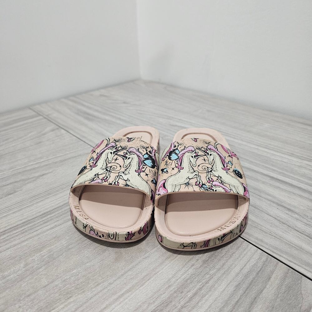 Mini Melissa Unicorn Pool Slide Sandals Pink Big Kids J2 PVC Summer Fun Cute